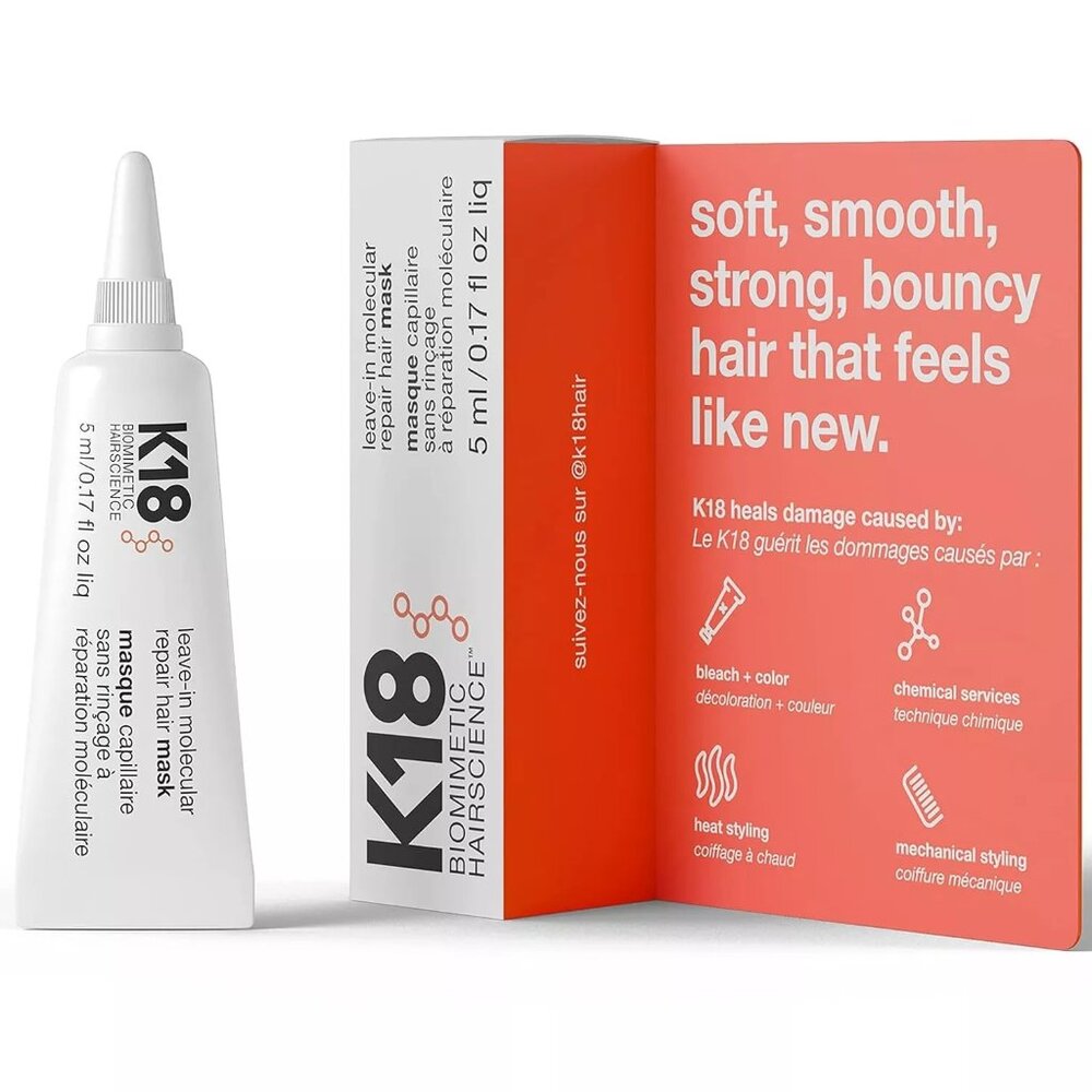 18 PACKS K18 Biomimetic Hairscience Leave in Molecular Repair Hair Mask 5ml